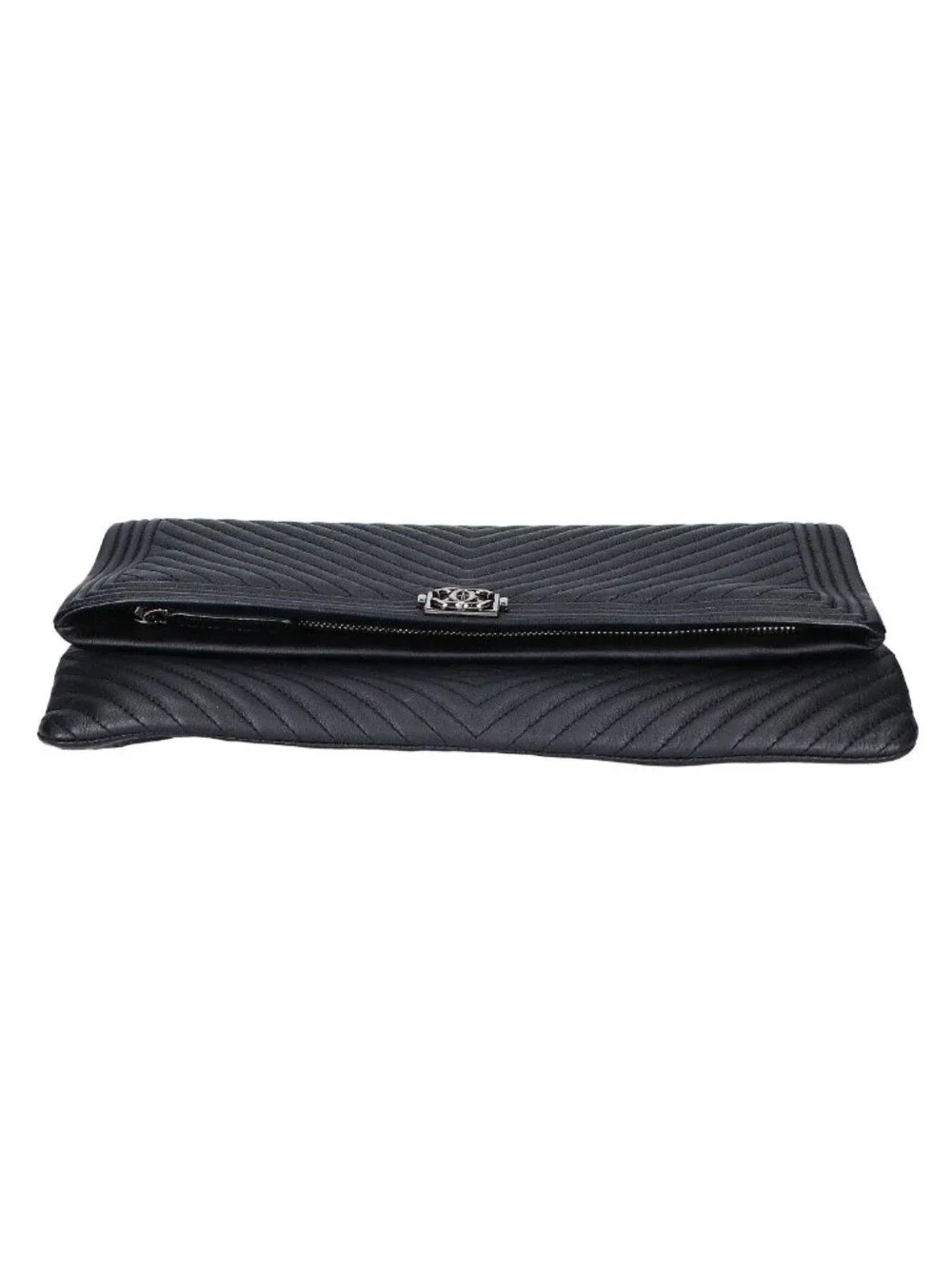 Chanel 21 Lambskin CC Logo Boy Chef Blanc Stitch Clutch Bag